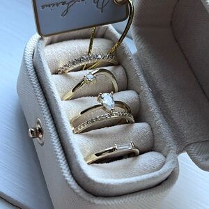 Gold Stackable Women’s Ring Set with Cubic Zirconia Accent